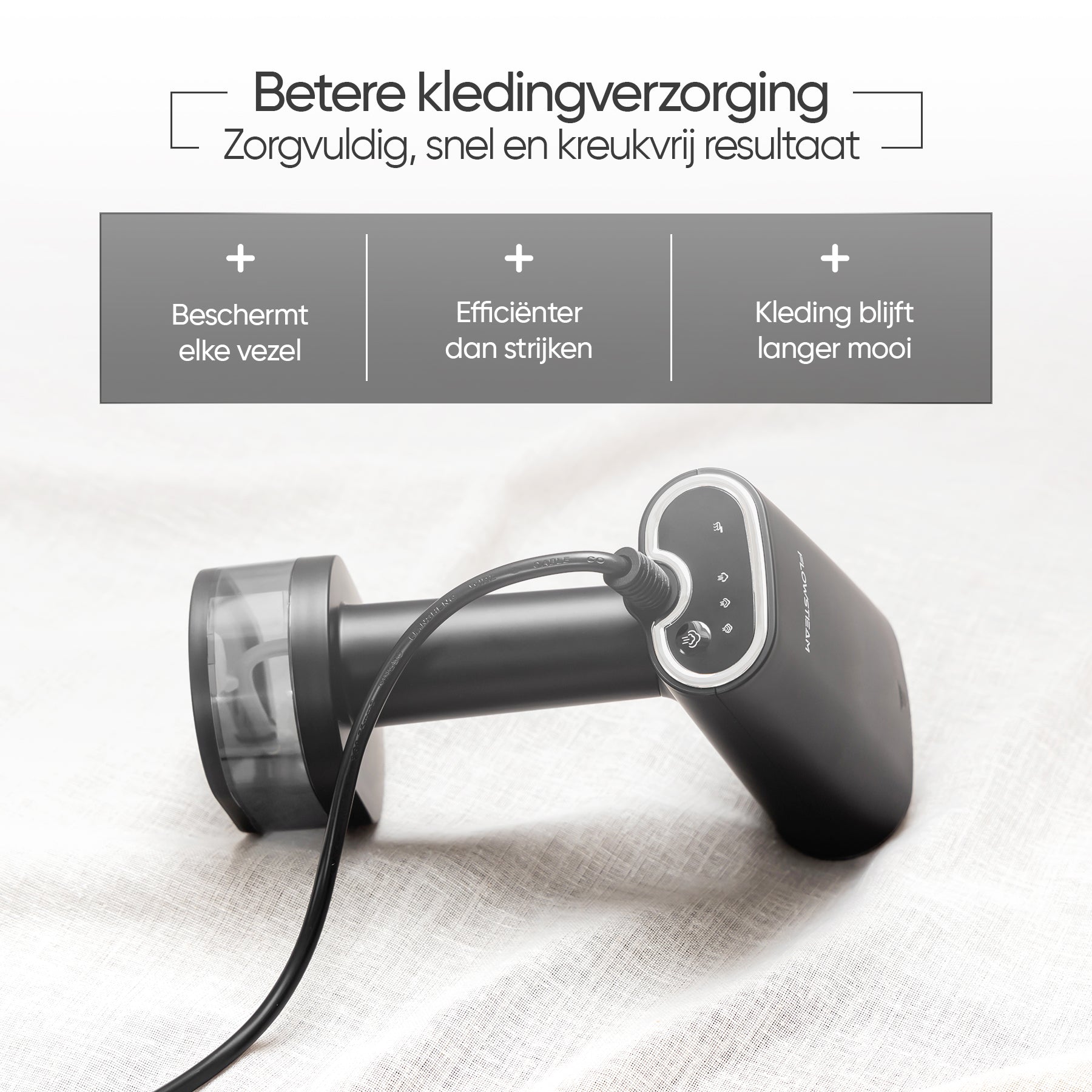 Kledingverzorging door een draagbare kledingstomer te gebruiken