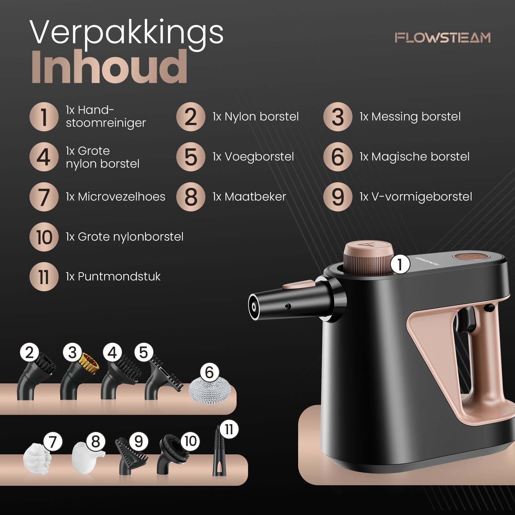 FLOWSTEAM 9-in-1 Handstoomreiniger