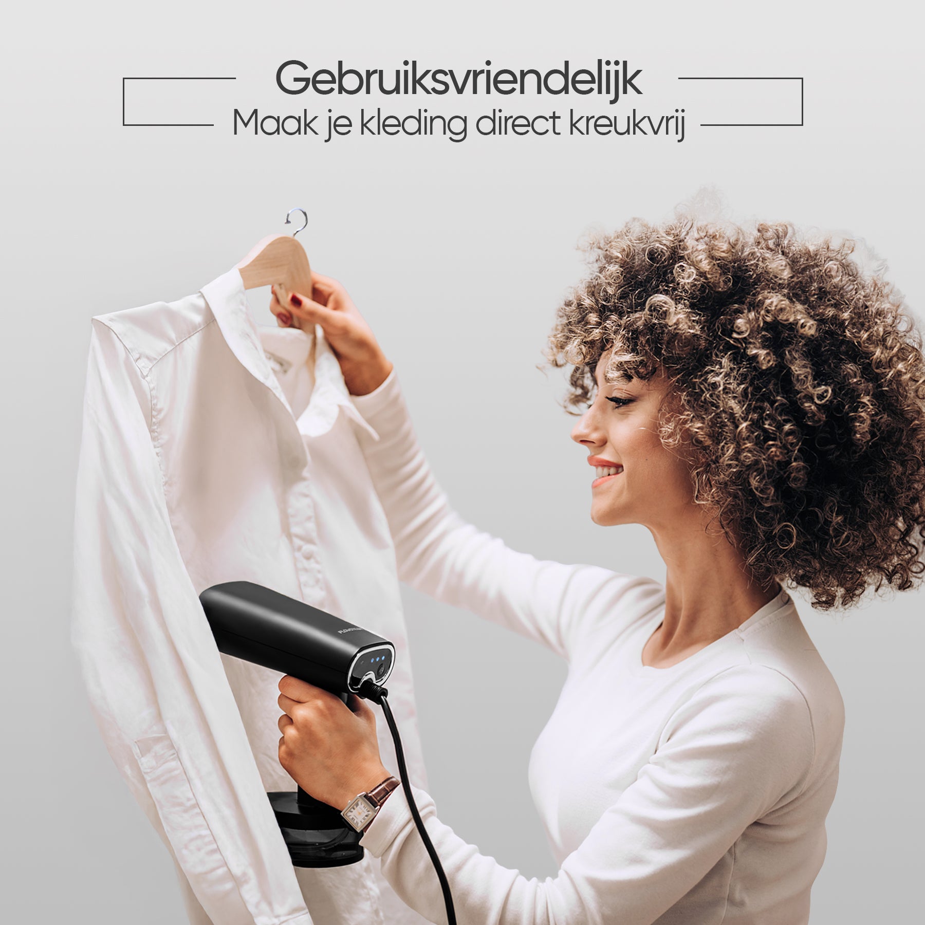 Gebruikvriendelijke kledingstomer zwart