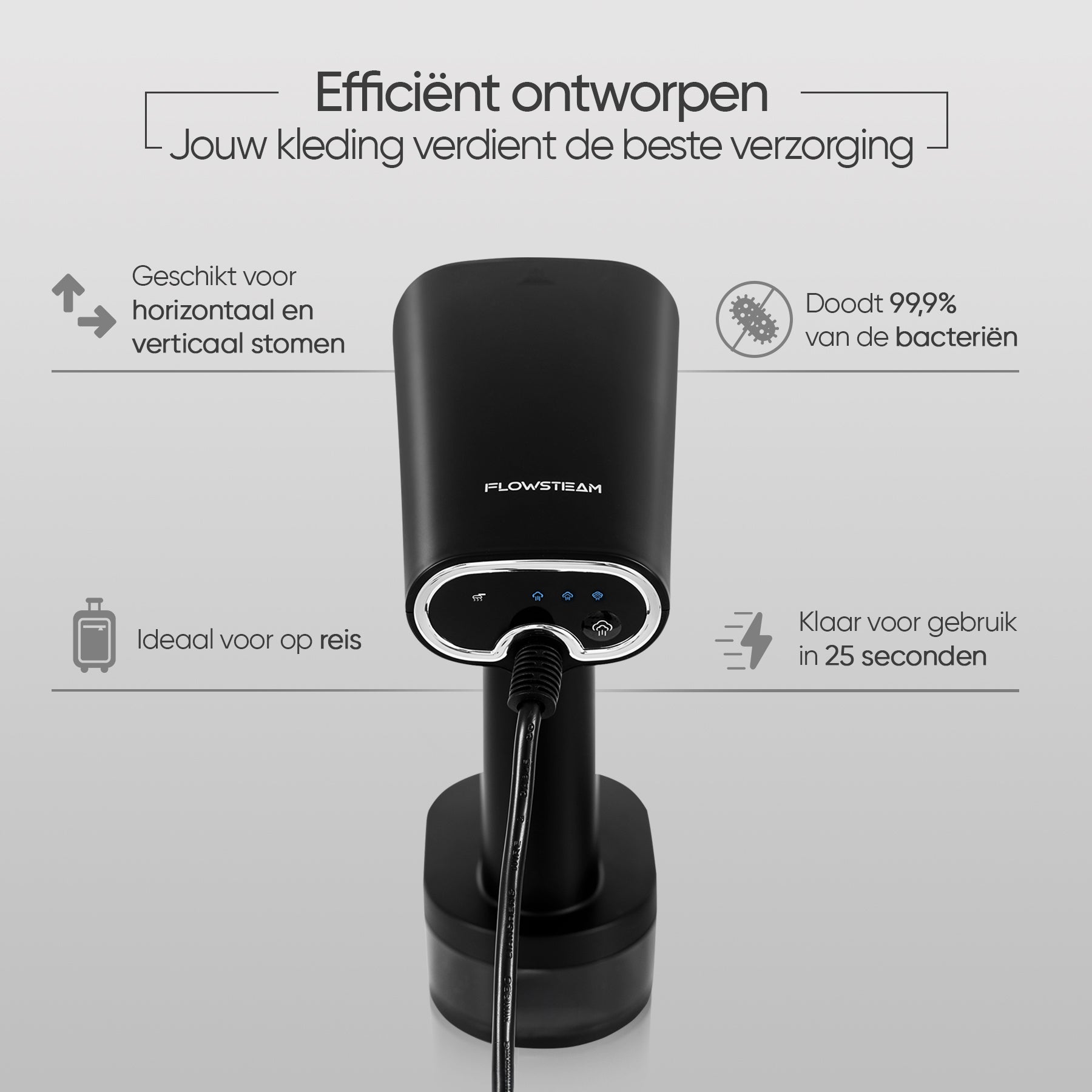 Ontwerp van de draagbare kledingstomer van FLOWSTEAM