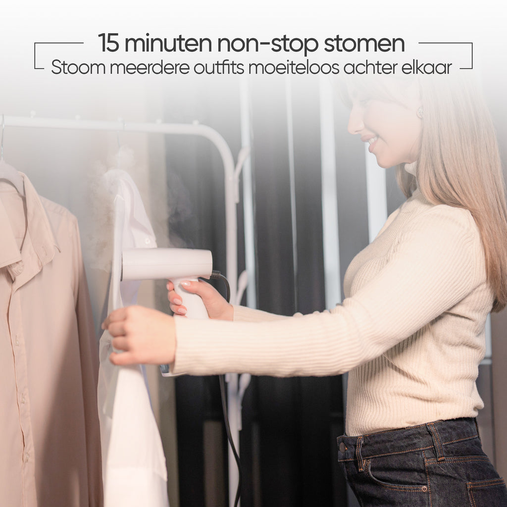non-stop stomen met draagbare kledingstomer