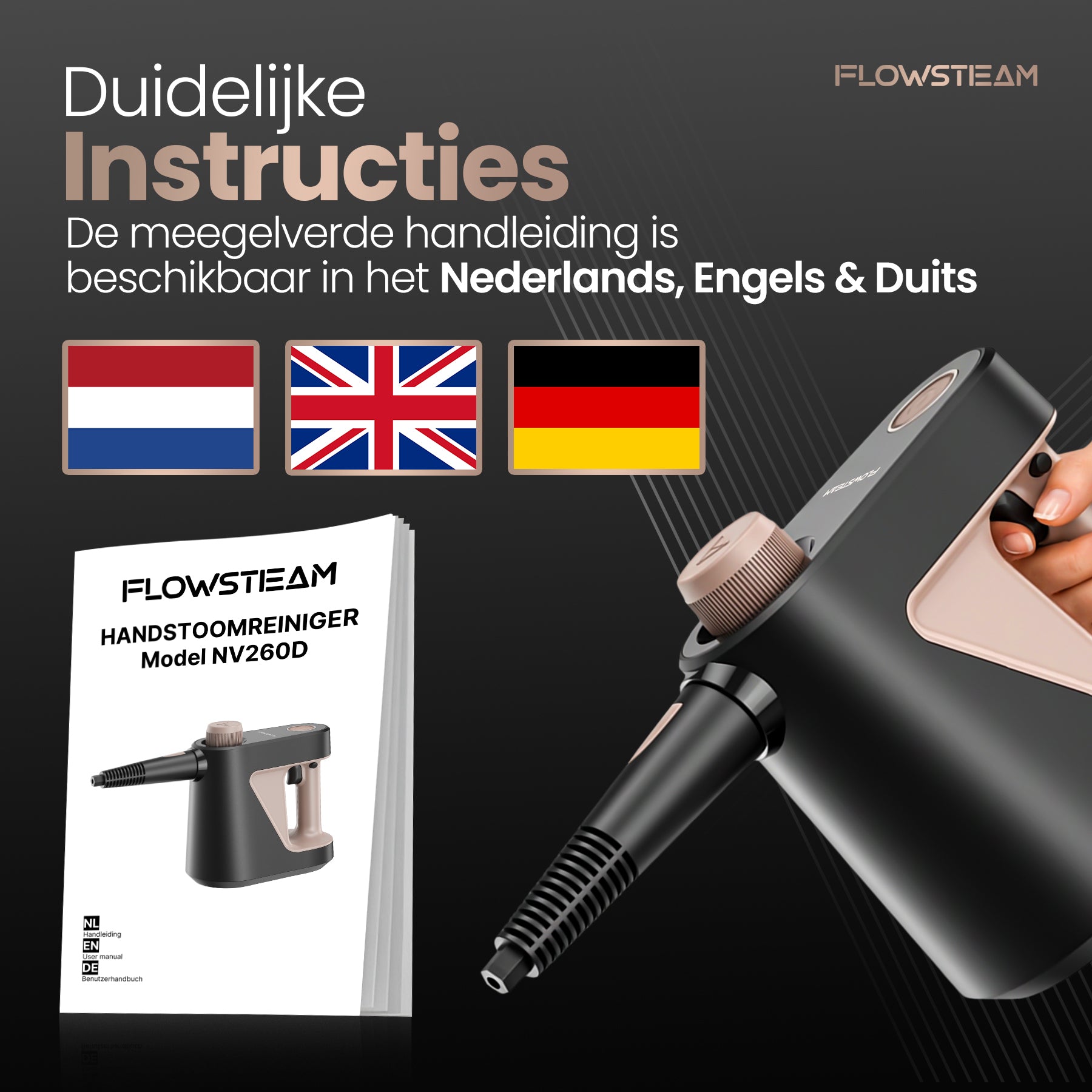 FLOWSTEAM 9-in-1 Handstoomreiniger instructies
